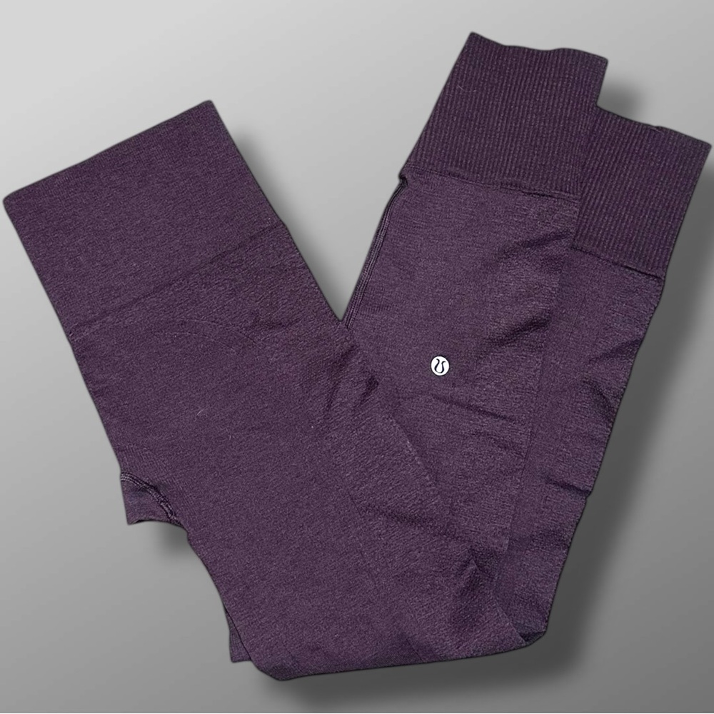 Lululemon Ebb To Street Seamless High Rise Maroon Yoga Leggings Stretch
